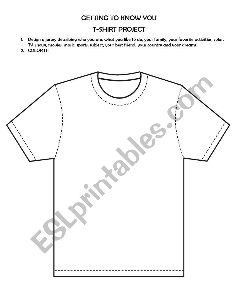 ESL Get to know you T-Shirt worksheet