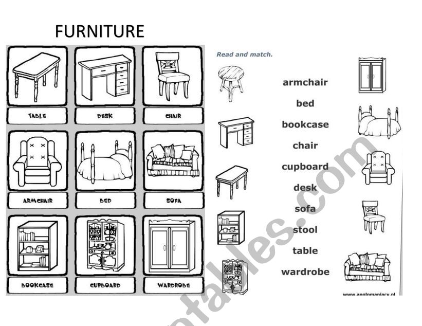 Furniture worksheet
