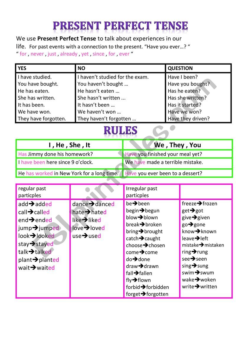 Present Perfect Tense Live Worksheet