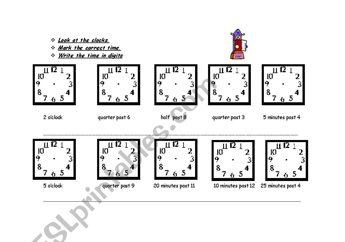 Telling the time worksheet