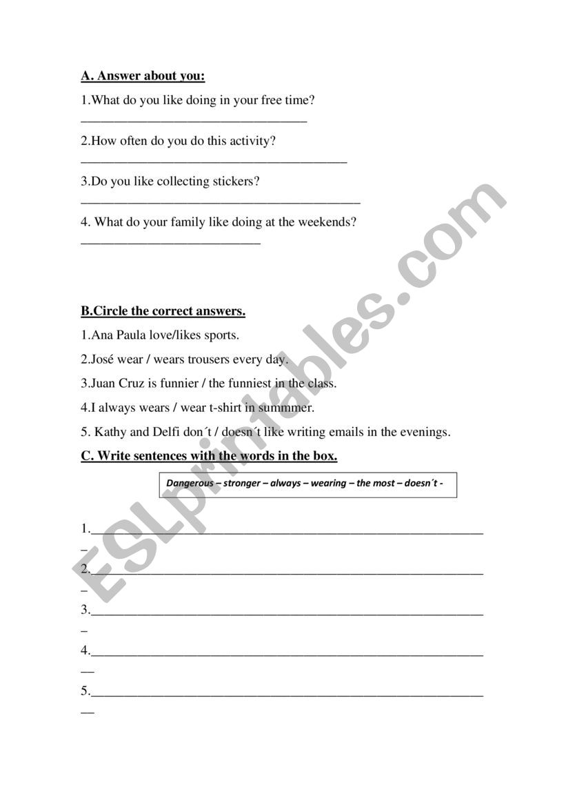 revision worksheet