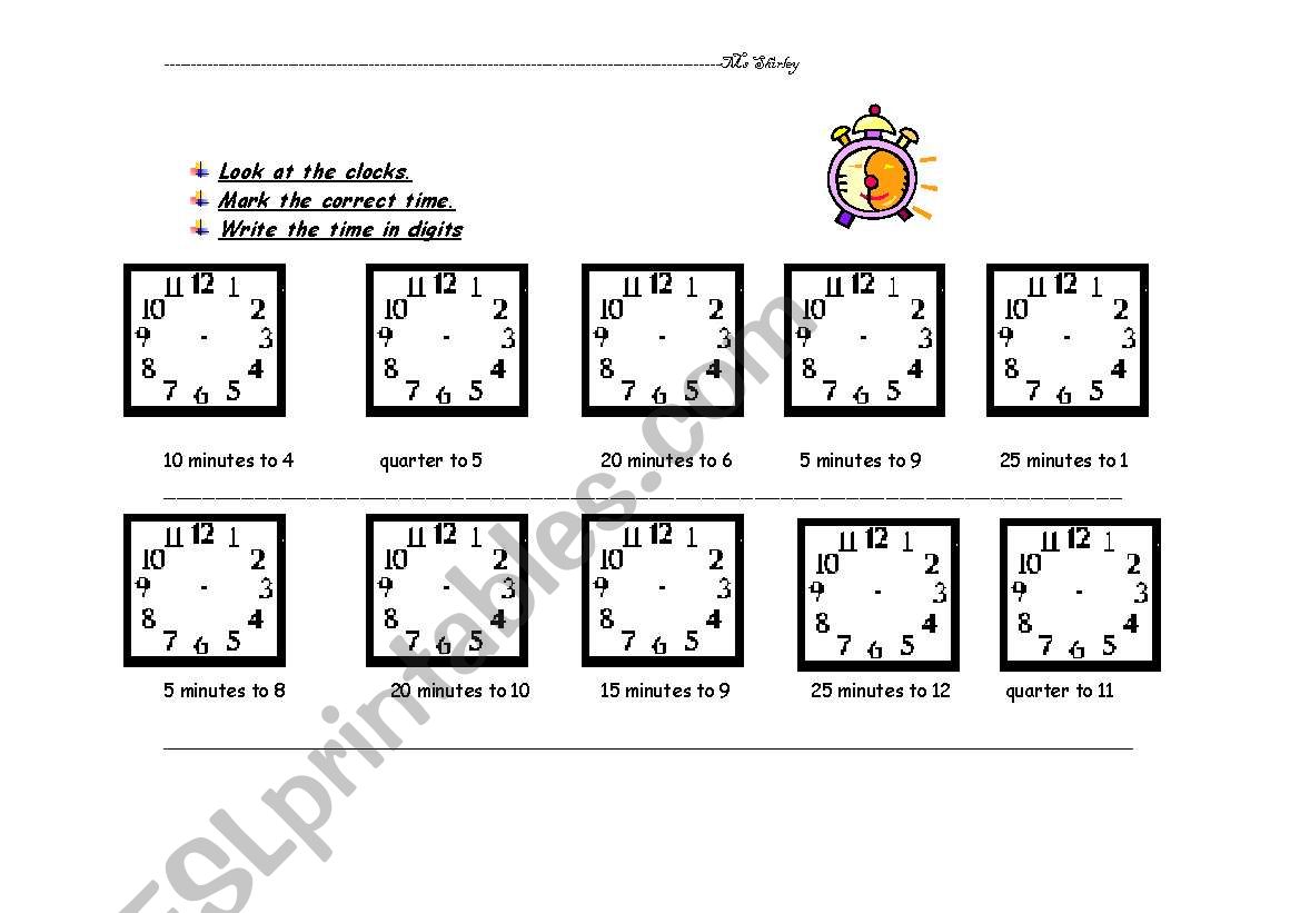 Telling the time worksheet