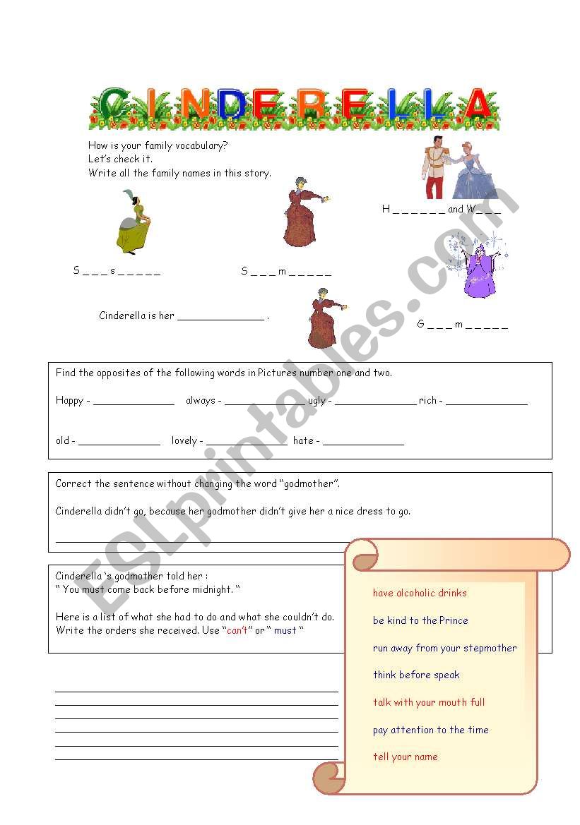 Fairy Talev-Cinderella - worksheet