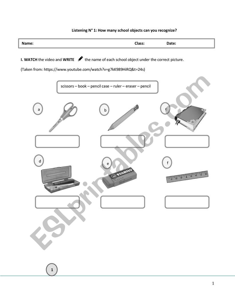 At School worksheet