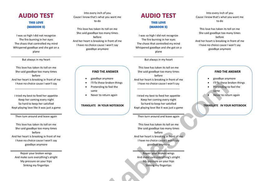 this love worksheet