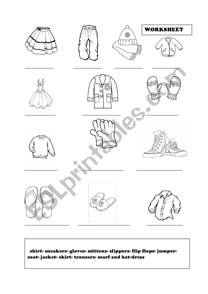 clothes  worksheet