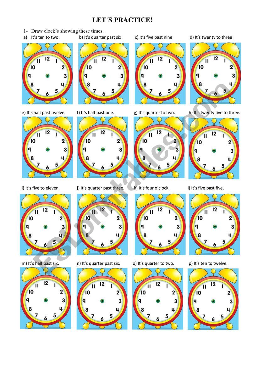 Telling the time worksheet