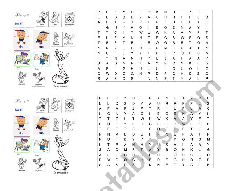 Actions word search worksheet