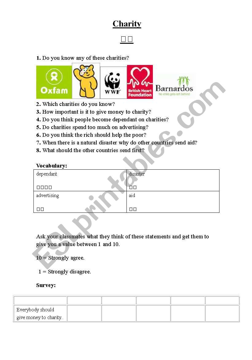 Charity worksheet