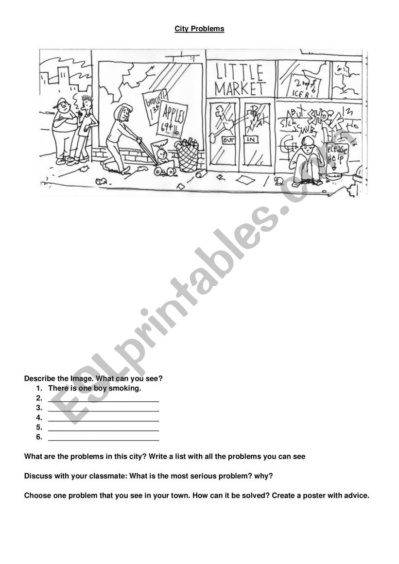 City problems worksheet