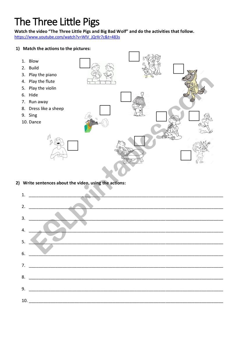 The Three Little Pigs worksheet