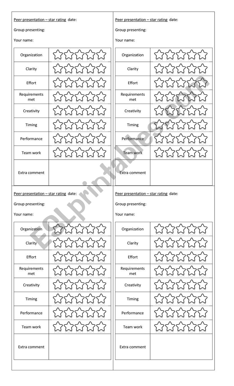 Peer assessment worksheet
