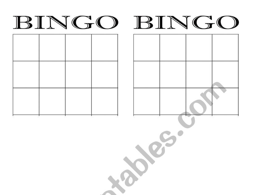 bingo verbs worksheet