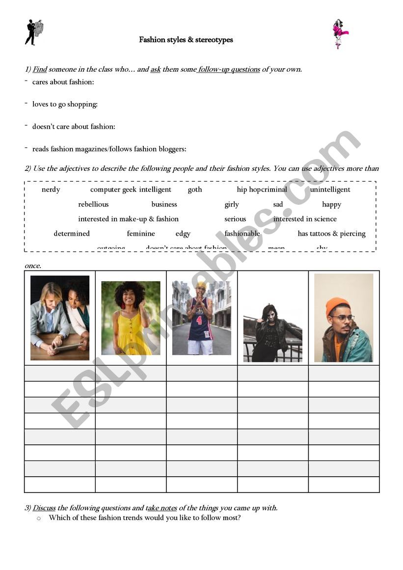 Describing fashion worksheet