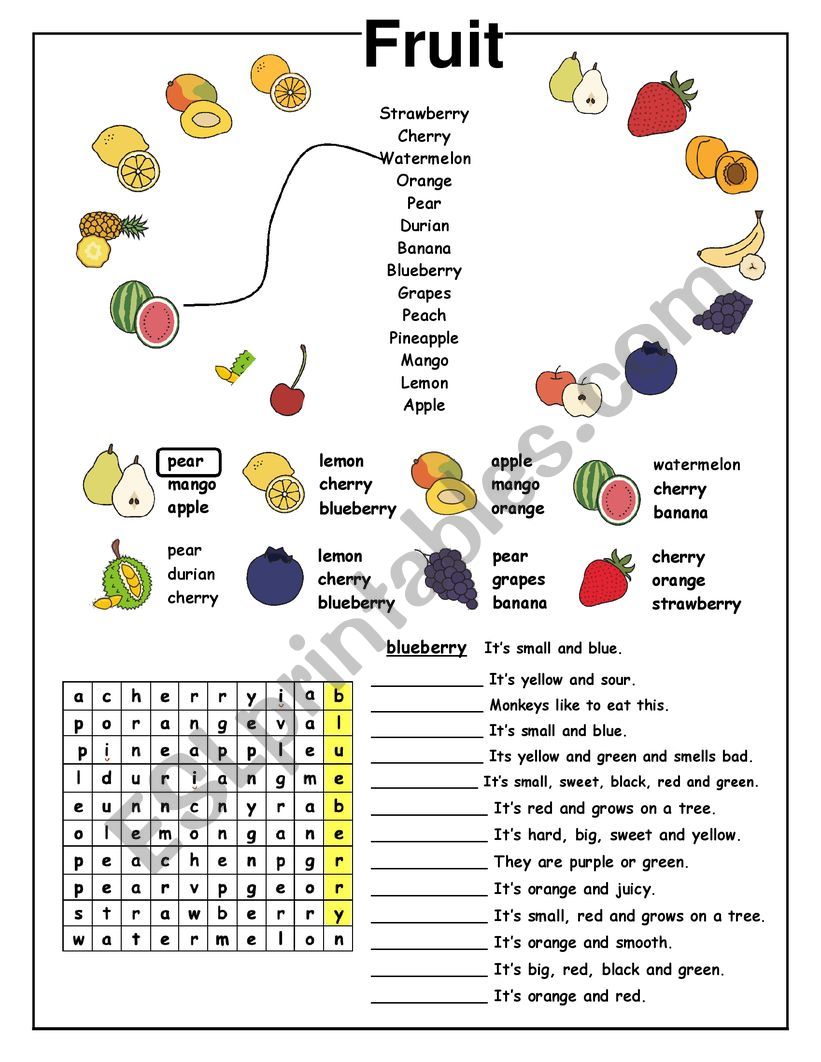 FRUIT worksheet