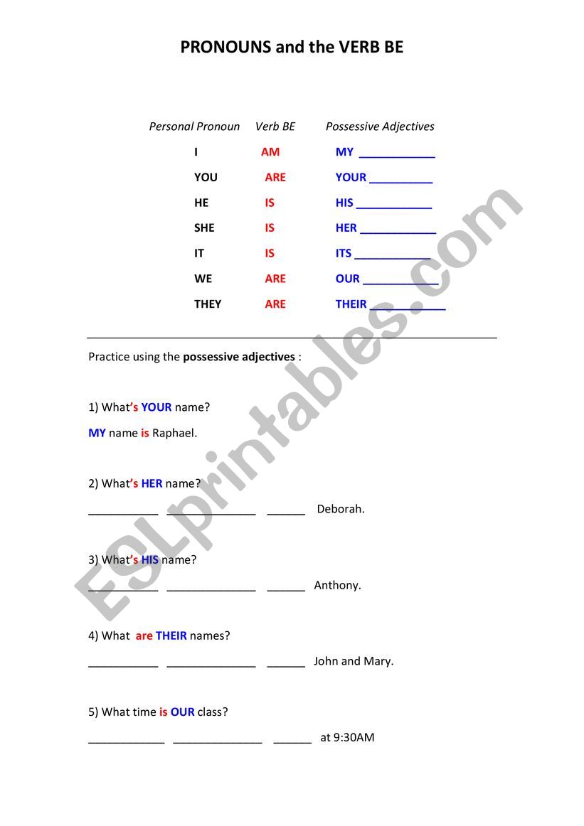 Personal pronouns  worksheet