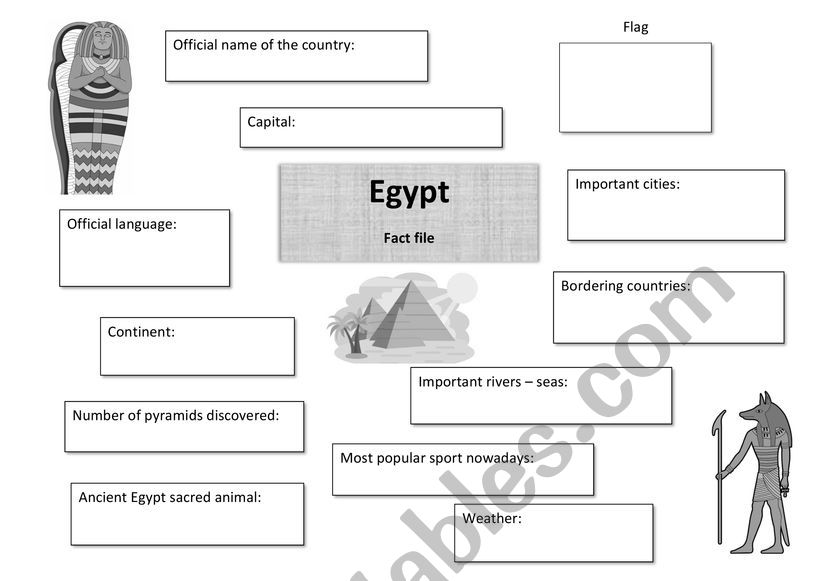 Egypt - factfile worksheet