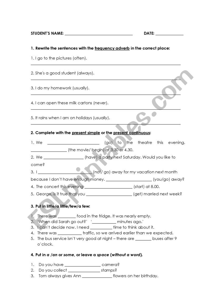 PRESENT SIMPLE worksheet