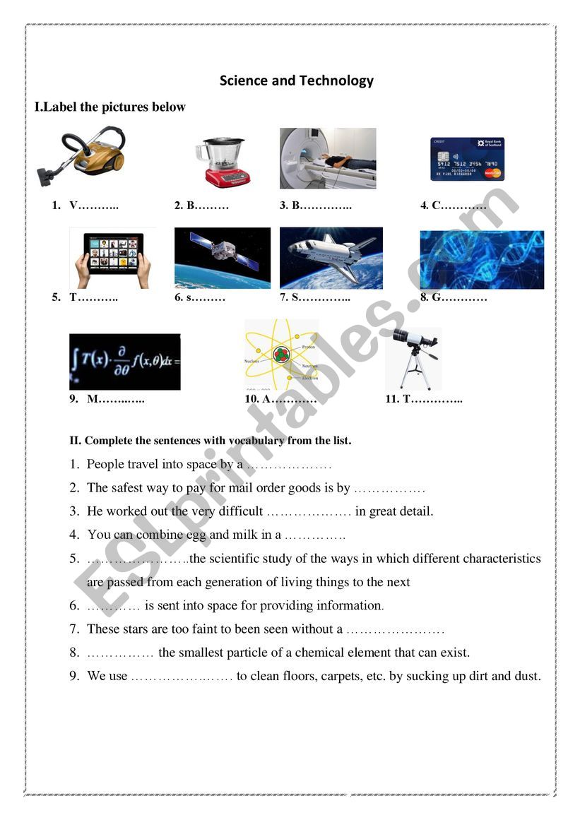 science and technology worksheet