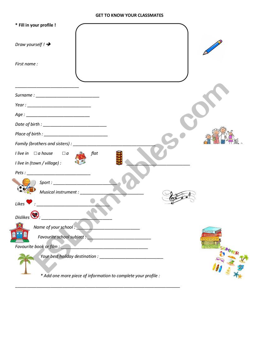Get to know your classmates worksheet