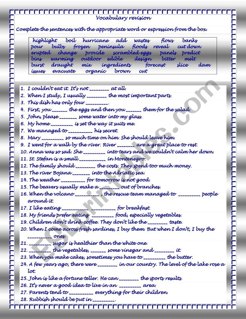 Vocabulary 7 worksheet