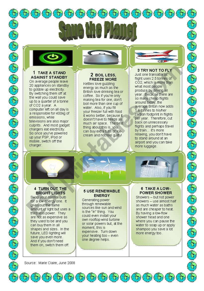 Save the Planet worksheet