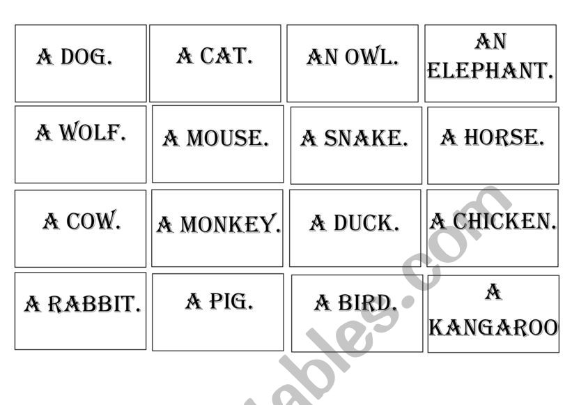 Miming Game worksheet