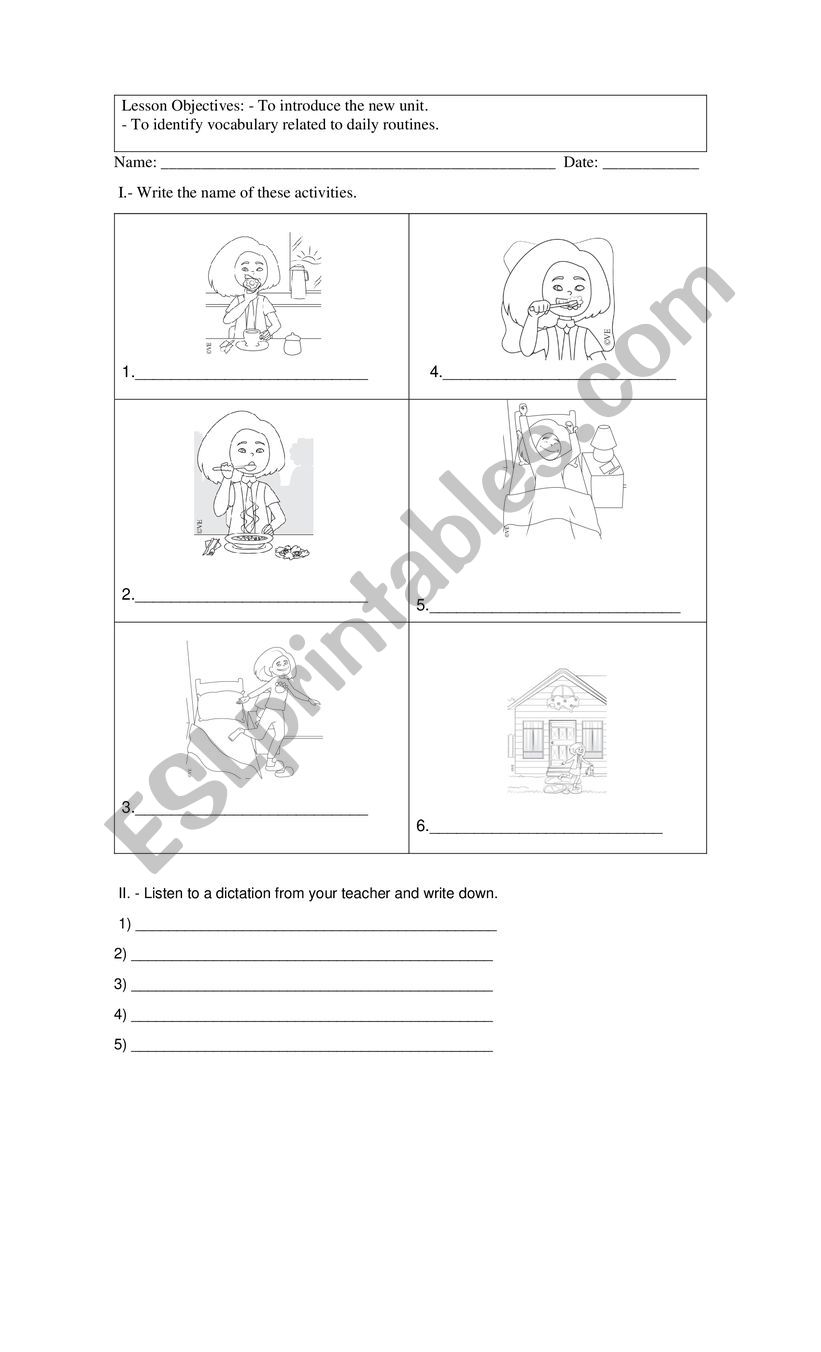 Worksheet NÂ° 4 My Routine worksheet