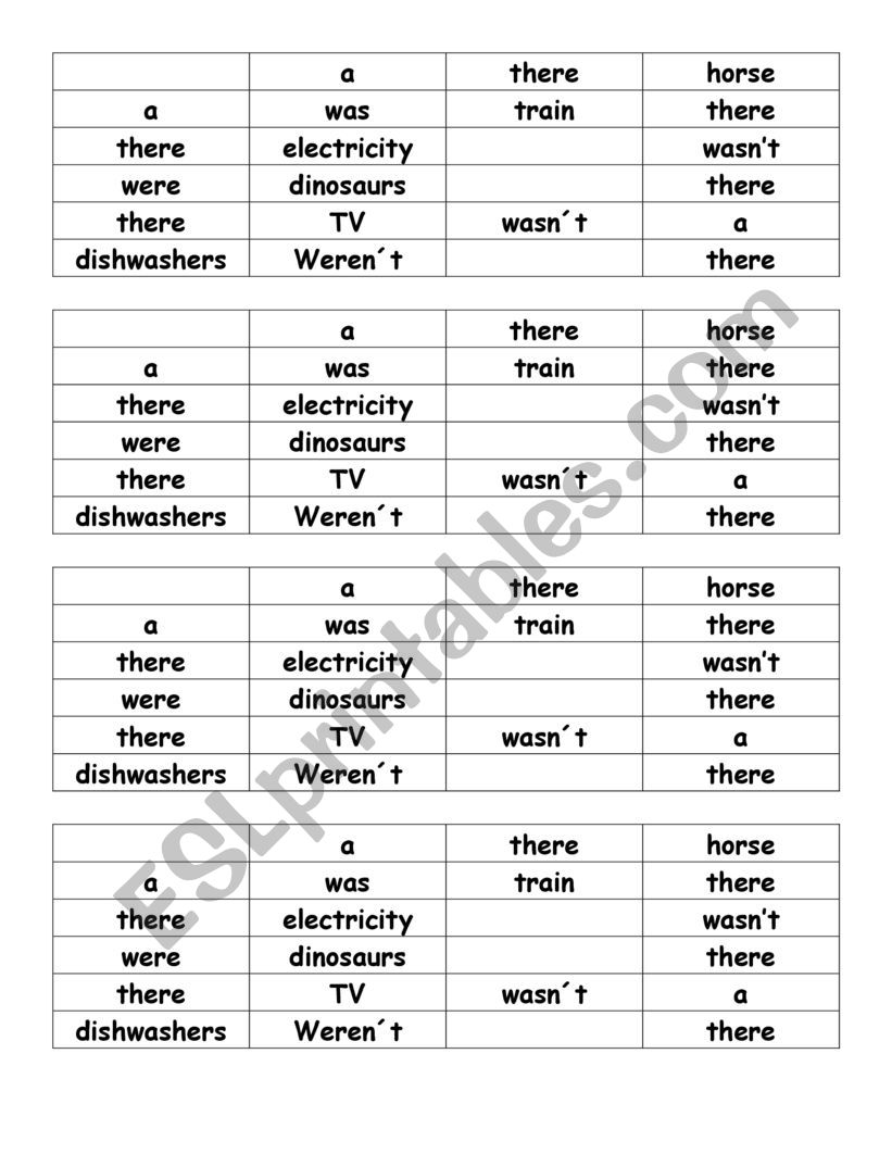 order sentences was and were  worksheet