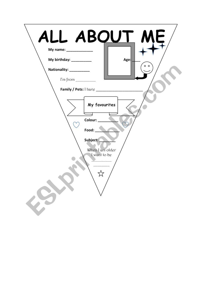 Flag all about me worksheet