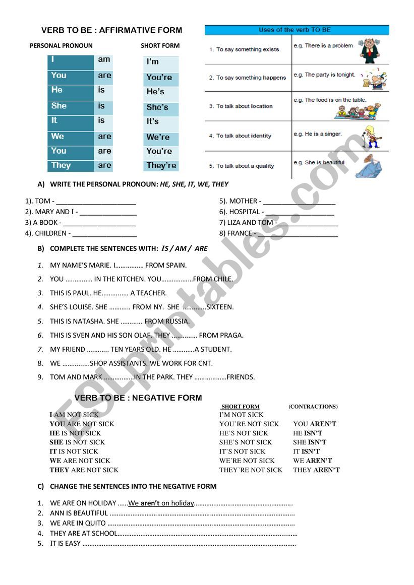To be simple present classwork