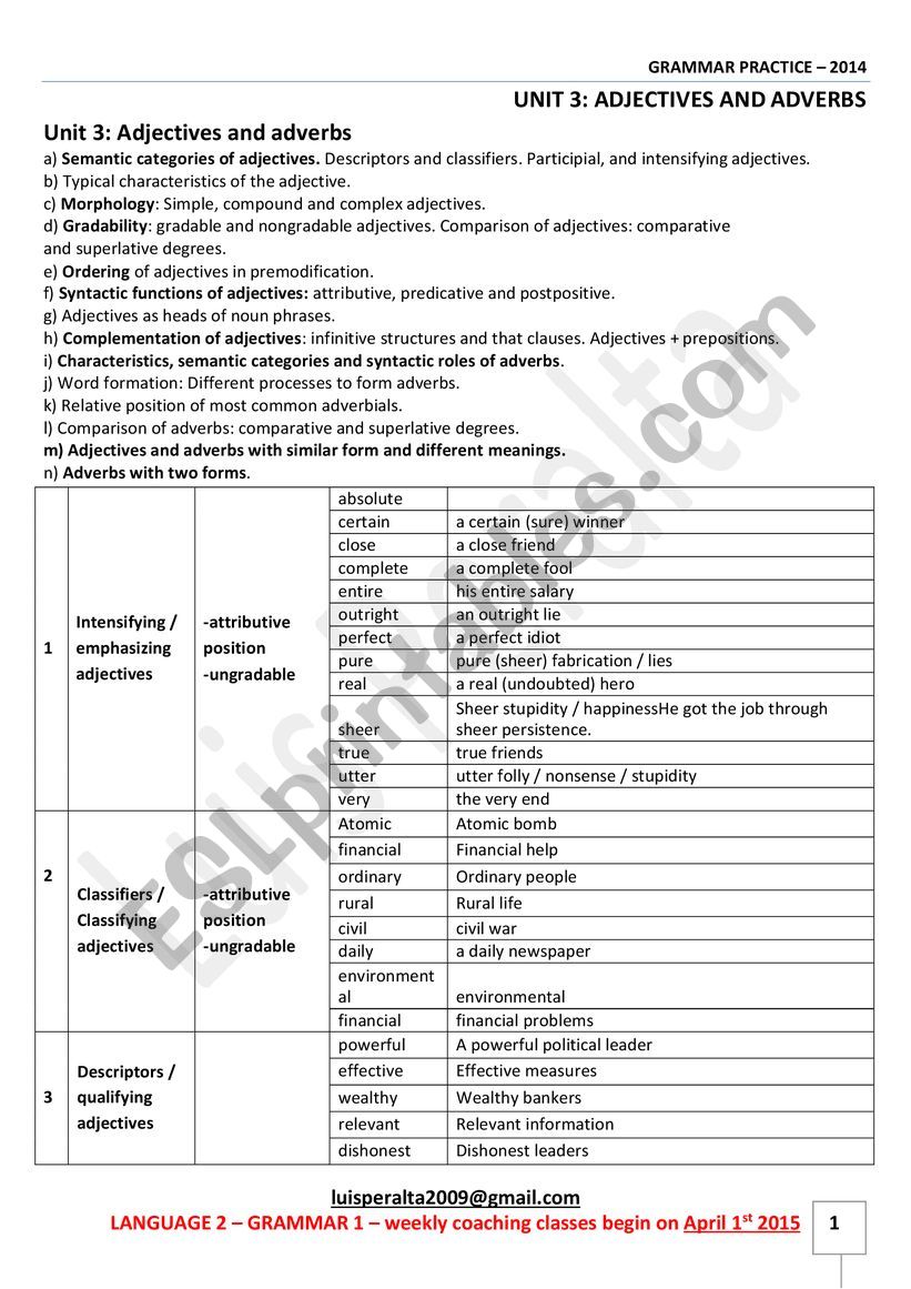 adjectives worksheet