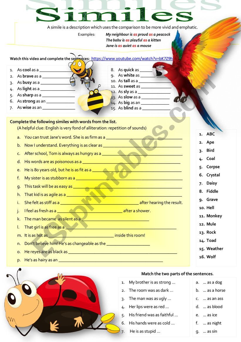 SIMILES worksheet