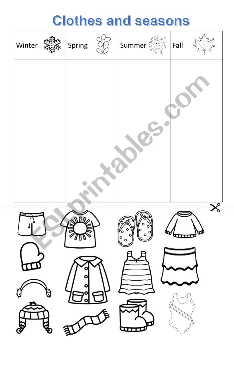 Seasons and clothes worksheet