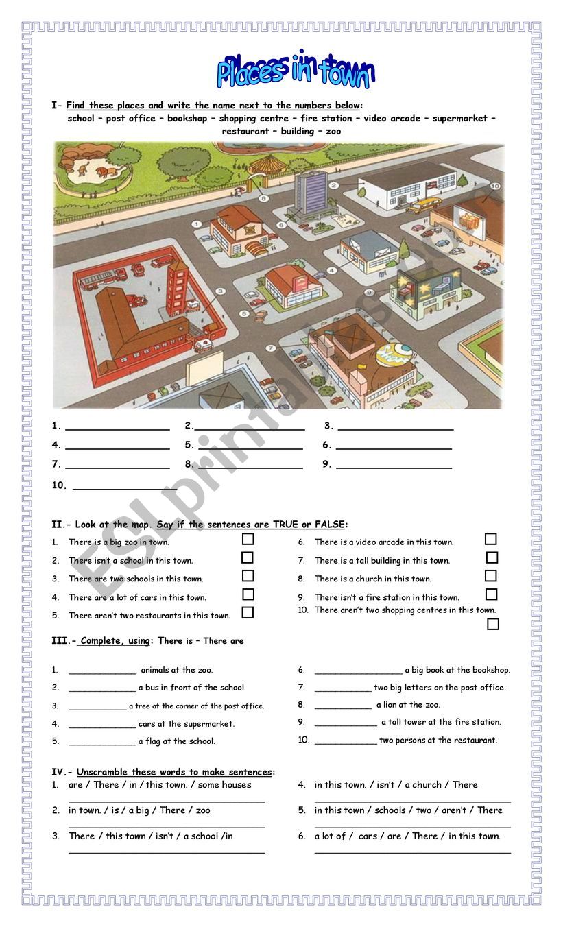 Places in town worksheet