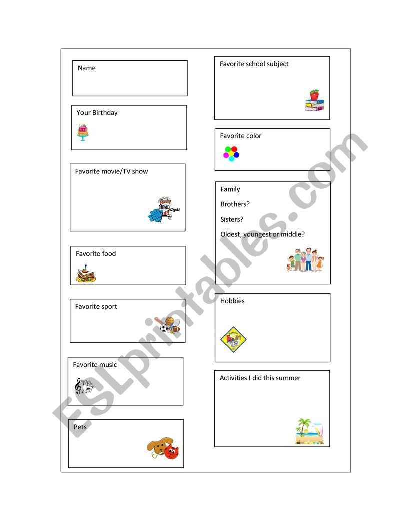 Presentation worksheet