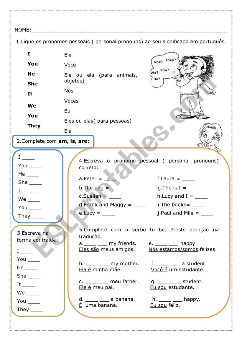 PERSONAL PRONOUNS AND VERB TO BE