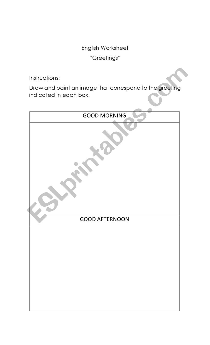 Greetings worksheet