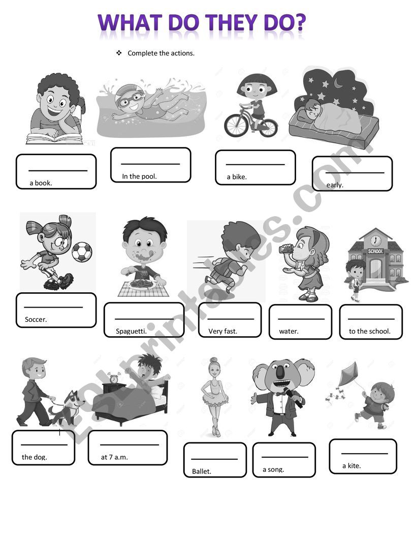 Complete the actions worksheet