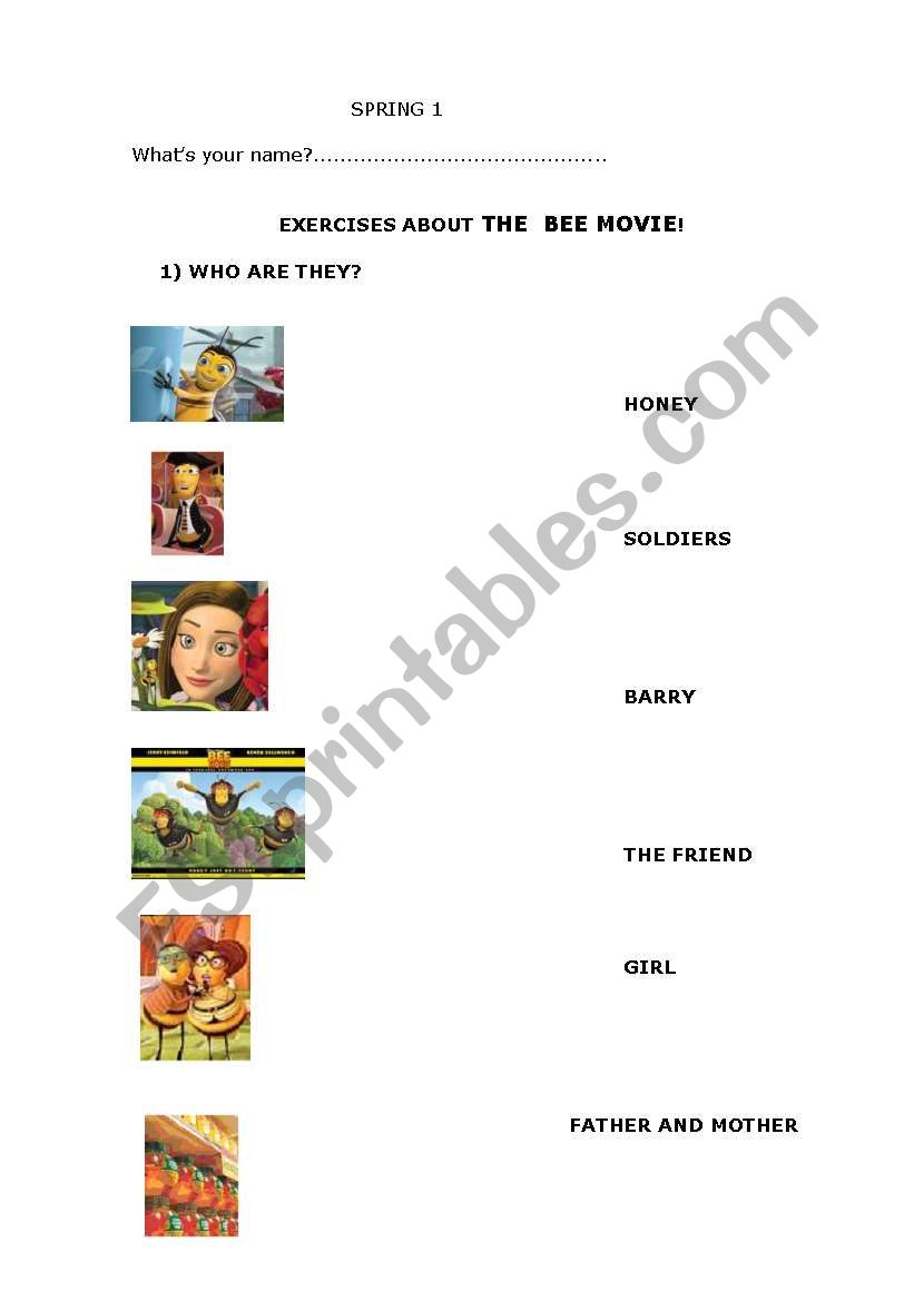 Exercises about  Bee Movie worksheet