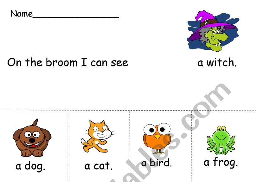 Room on the broom sightwords worksheet