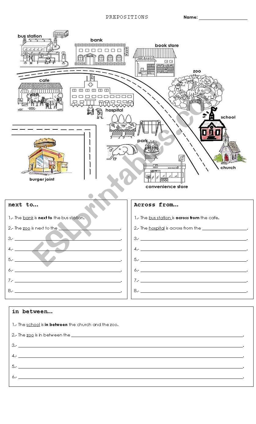 Prepositions worksheet