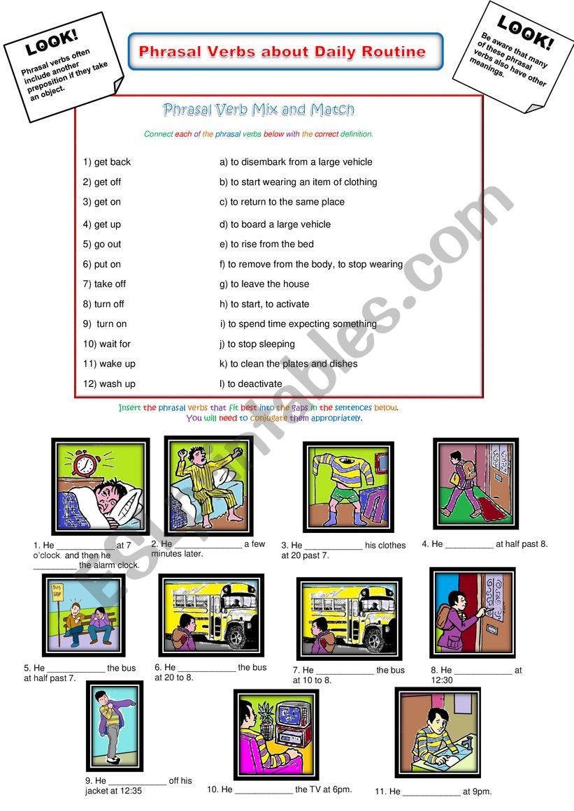 Phrasal Verbs About Daily Routine: A2 level