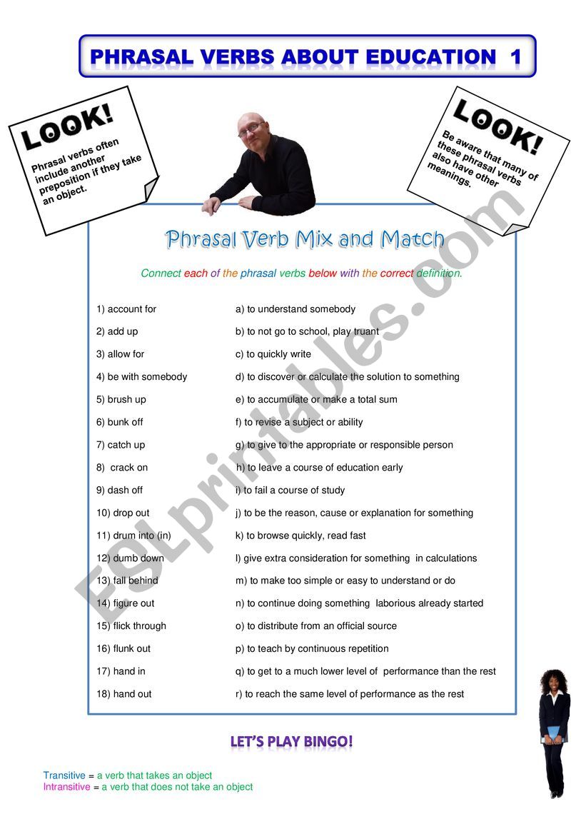 Phrasal Verbs About Education worksheet