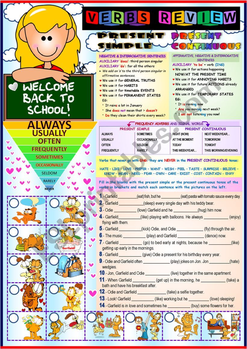 WELCOME BACK TO SCHOOL (p. simple & continuous/ frequency adverbs)