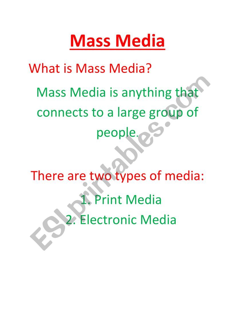 Media Studies worksheet