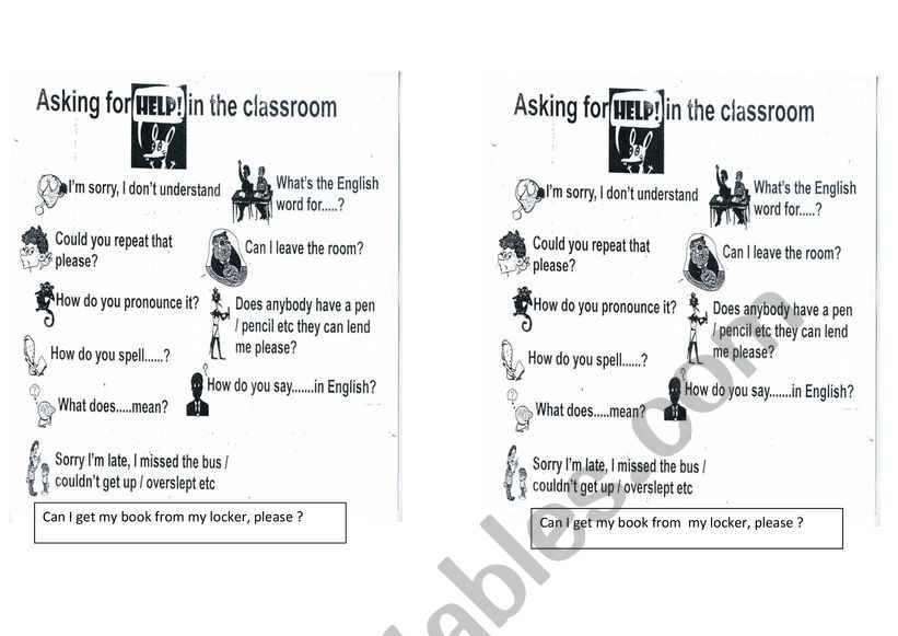 classroom language worksheet