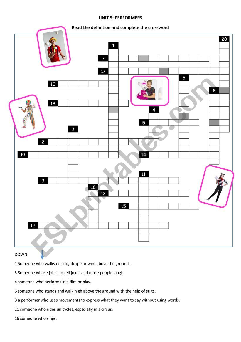 Performers worksheet