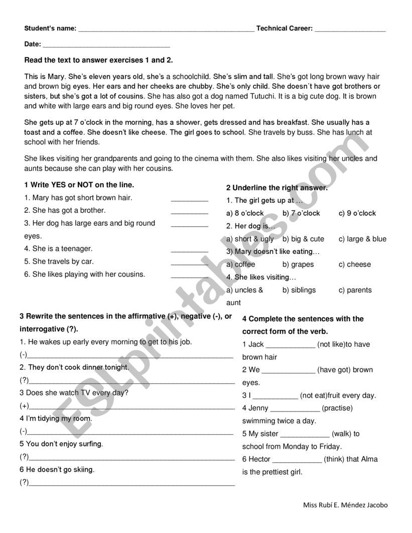 Who am I? worksheet