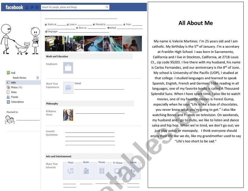 All about me worksheet